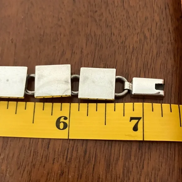 Vintage Taxco Silver Square Link Bracelet - Picture 7 of 9